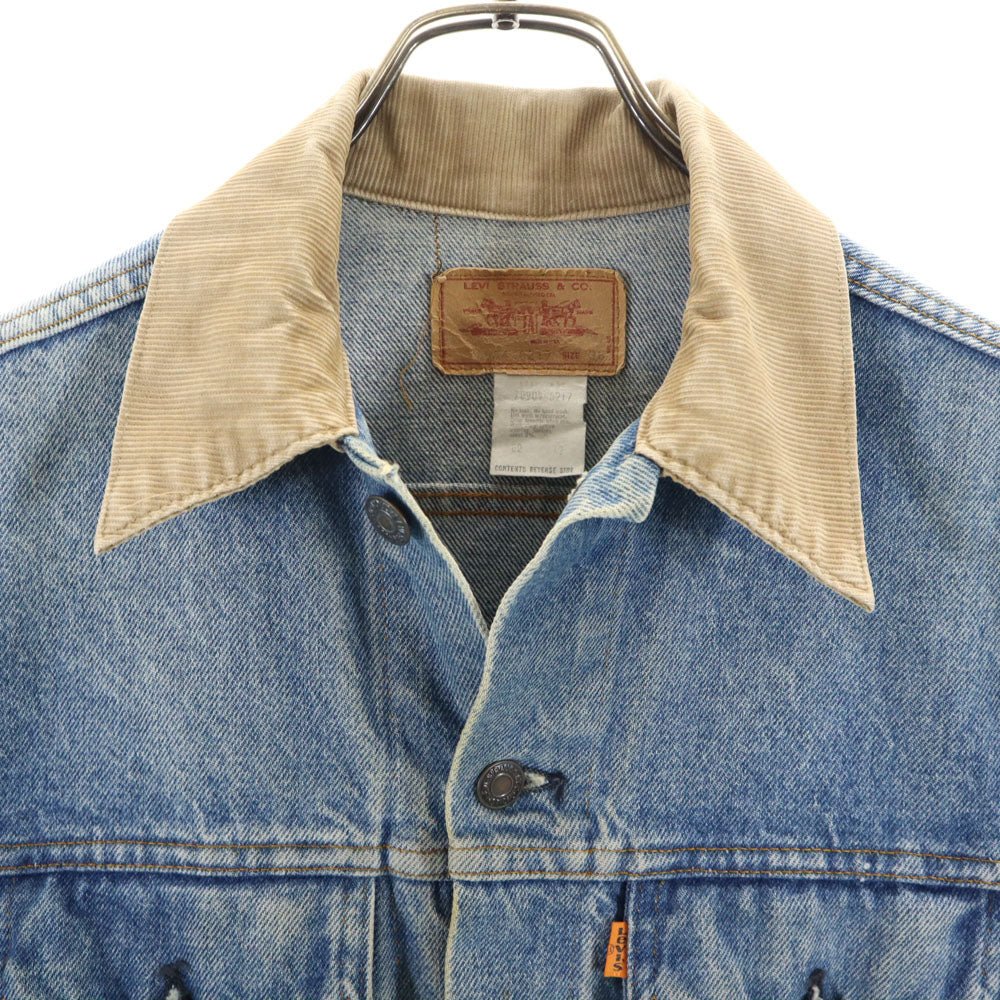 Levi's リーバイス 80s 70904 USA製 オレンジタブ デニムジャケット 36 ブルー ジージャン 襟コーデュロイ メンズ