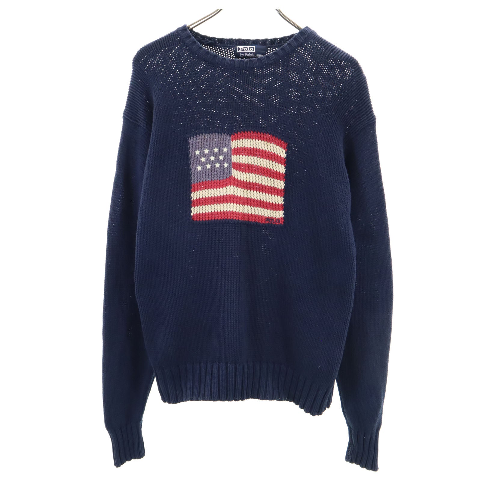 Polo by Ralph Lauren ポロバイラルフローレン 星条旗 オールド 星条旗 長袖 セーター 170 ネイビー ニット キッズ