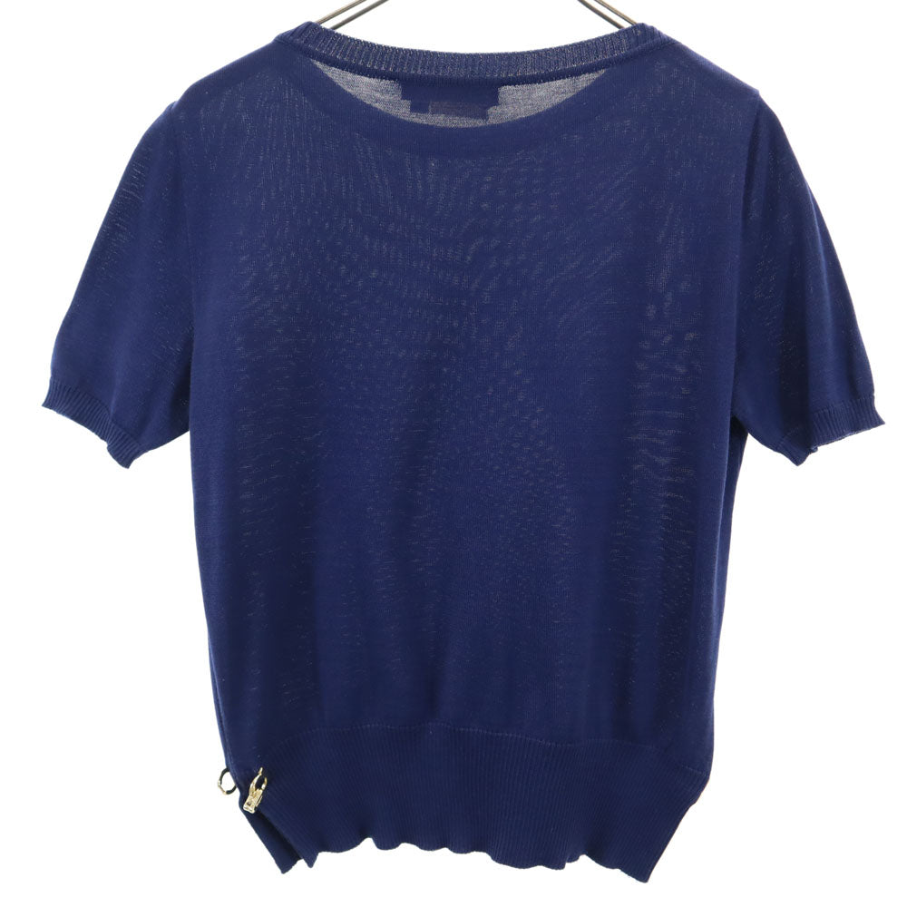 サルヴァトーレフェラガモ イタリア製 半袖 セーター M ネイビー Salvatore Ferragamo ニット レディース