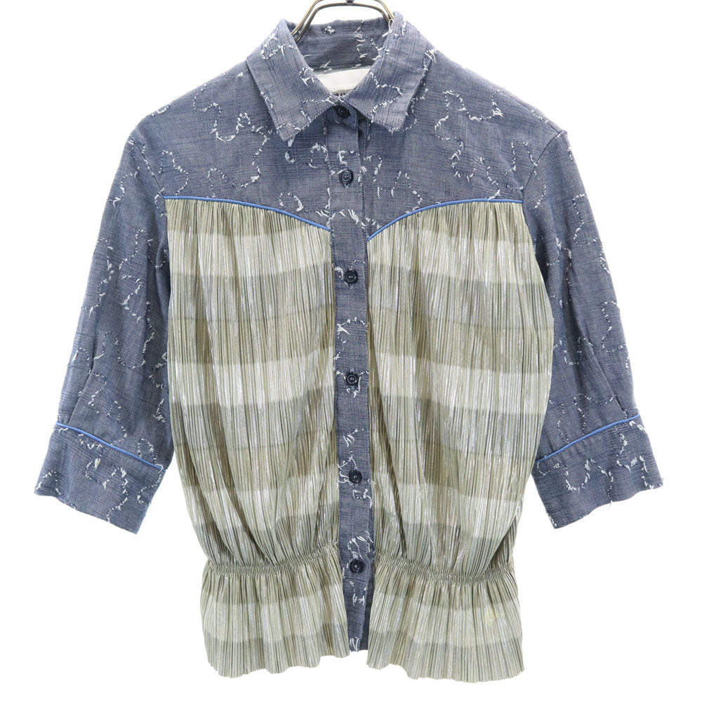 ブランドユニーク 7分袖 シャツ ブルー系 レディース