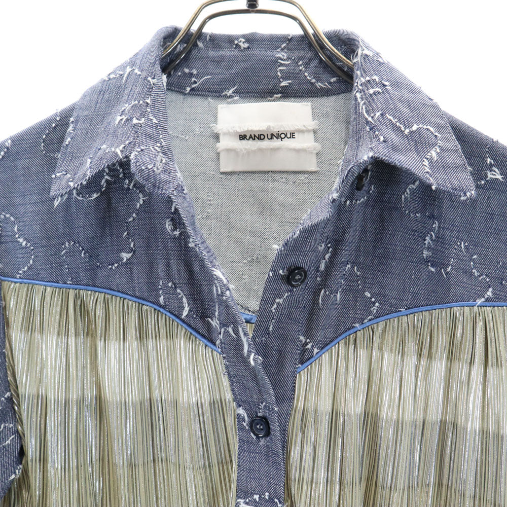 ブランドユニーク 7分袖 シャツ ブルー系 レディース