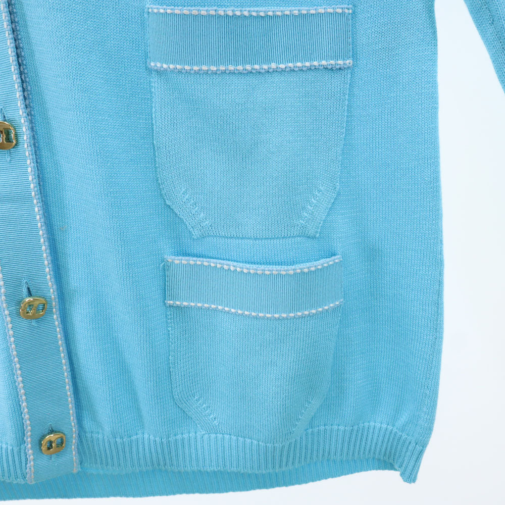 Salvatore Ferragamo サルヴァトーレフェラガモ イタリア製 長袖 ニットカーディガン XS 水色 レディース