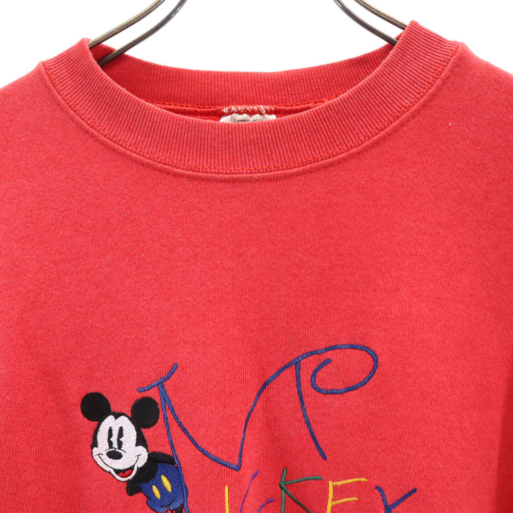ミッキーアンドコー 90s USA製 オールド 青タグ 長袖 スウェット トレーナー L レッド mickey & co. Disney ディズニー メンズ