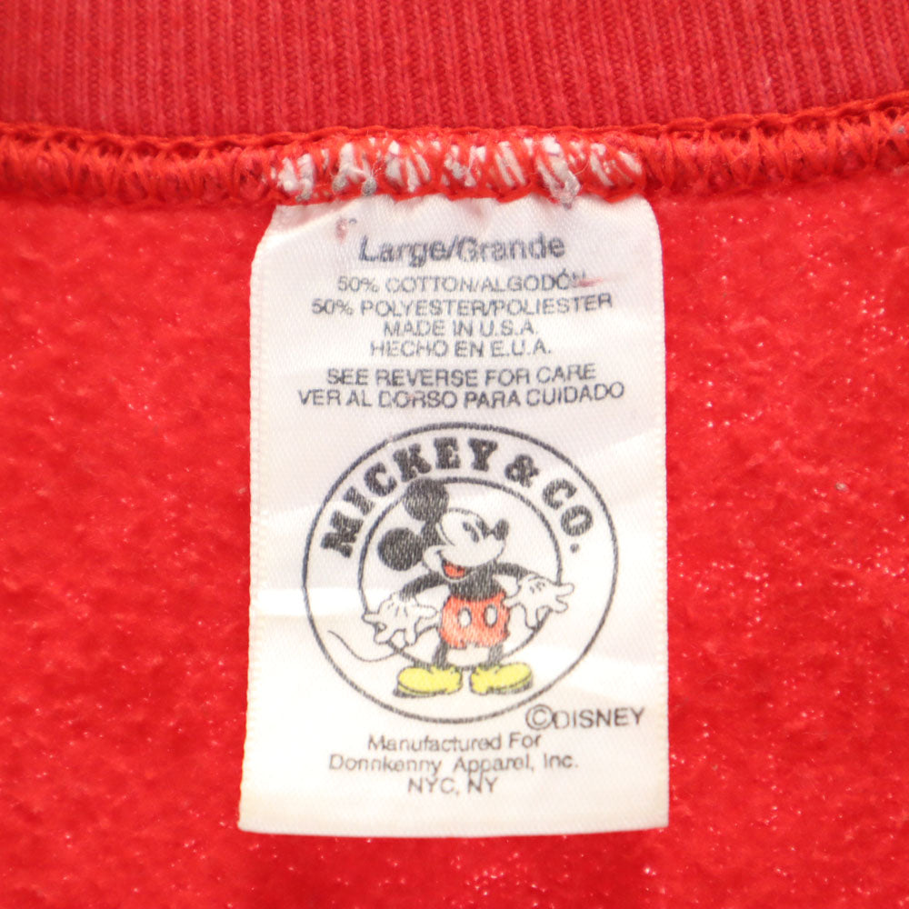 ミッキーアンドコー 90s USA製 オールド 青タグ 長袖 スウェット トレーナー L レッド mickey & co. Disney ディズニー メンズ