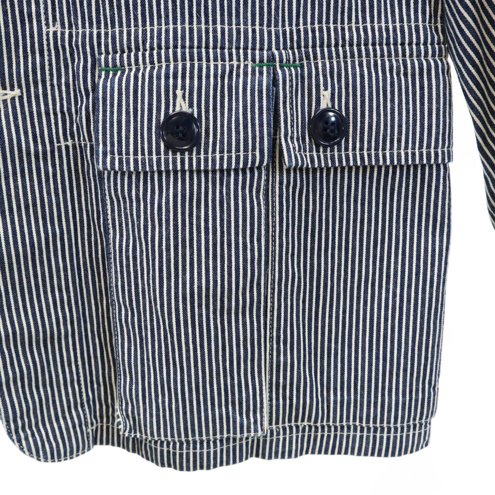 ササフラス 日本製 ヒッコリーストライプ柄 カバーオール S ネイビー 他 SASAFRAS ジャケット メンズ