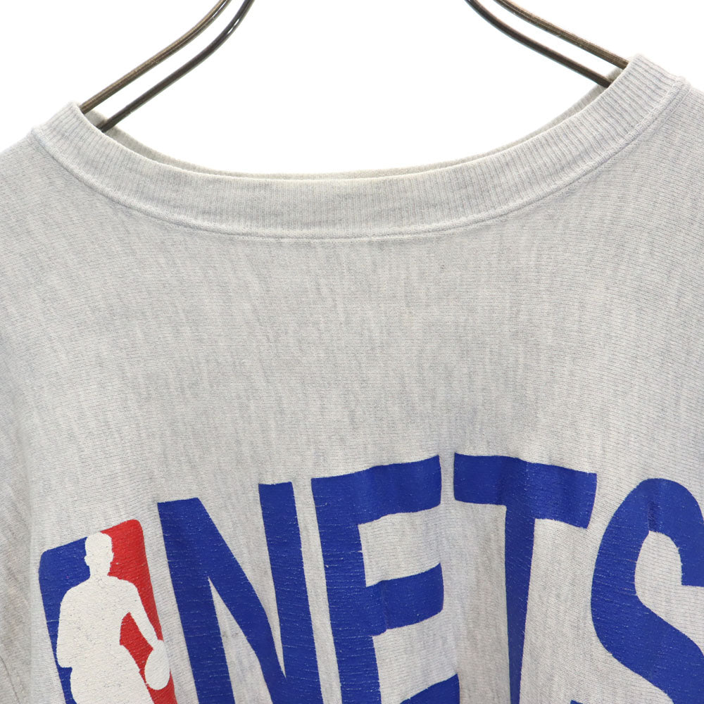 Champion チャンピオン 90s USA製 刺繍タグ NBA NBA ネッツ 長袖 リバースウィーブ スウェット トレーナー M グレー NETS 裏起毛 メンズ