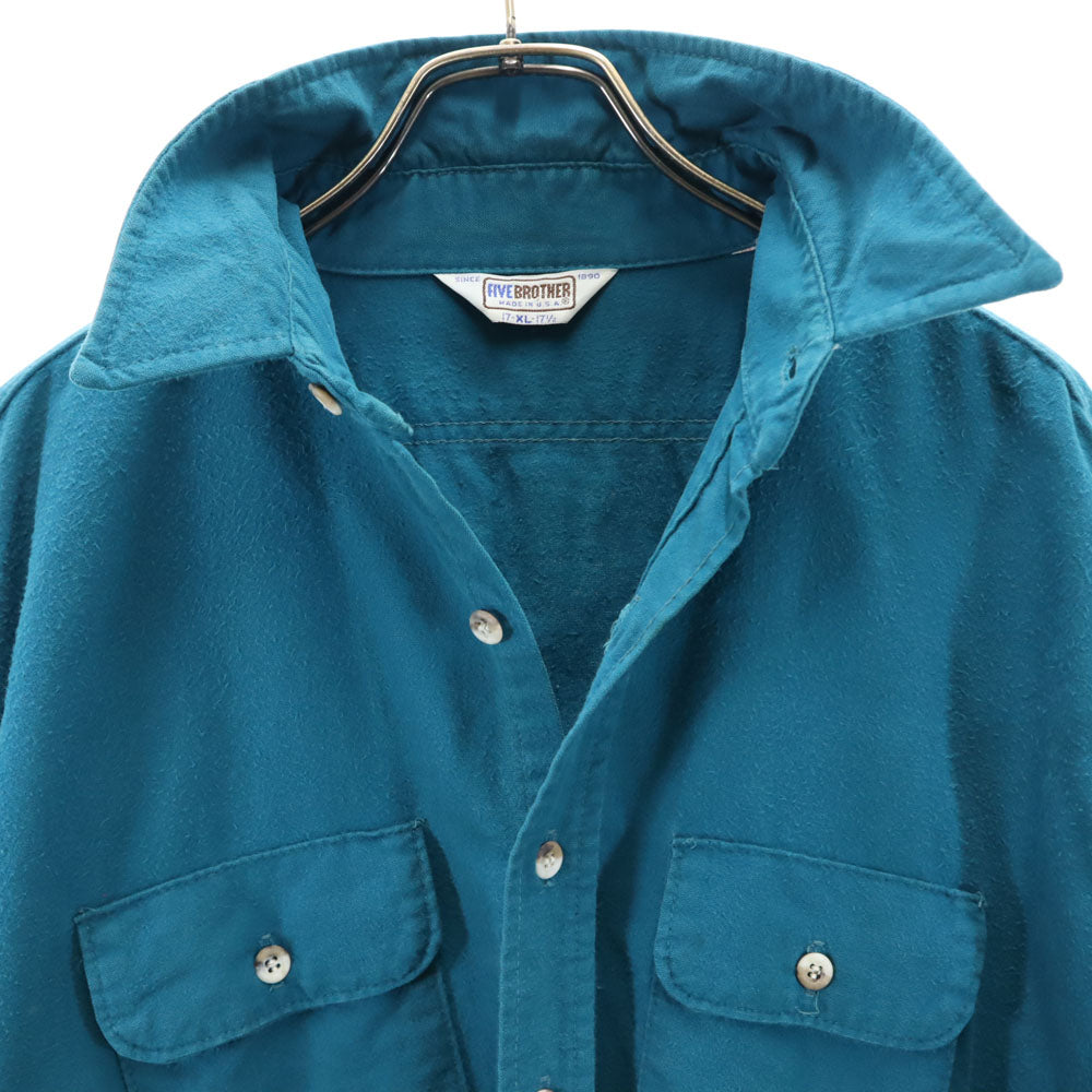 FIVE BROTHER ファイブブラザー 70s 80s USA製 ヴィンテージ 長袖 シャツ XL グリーン系 メンズ