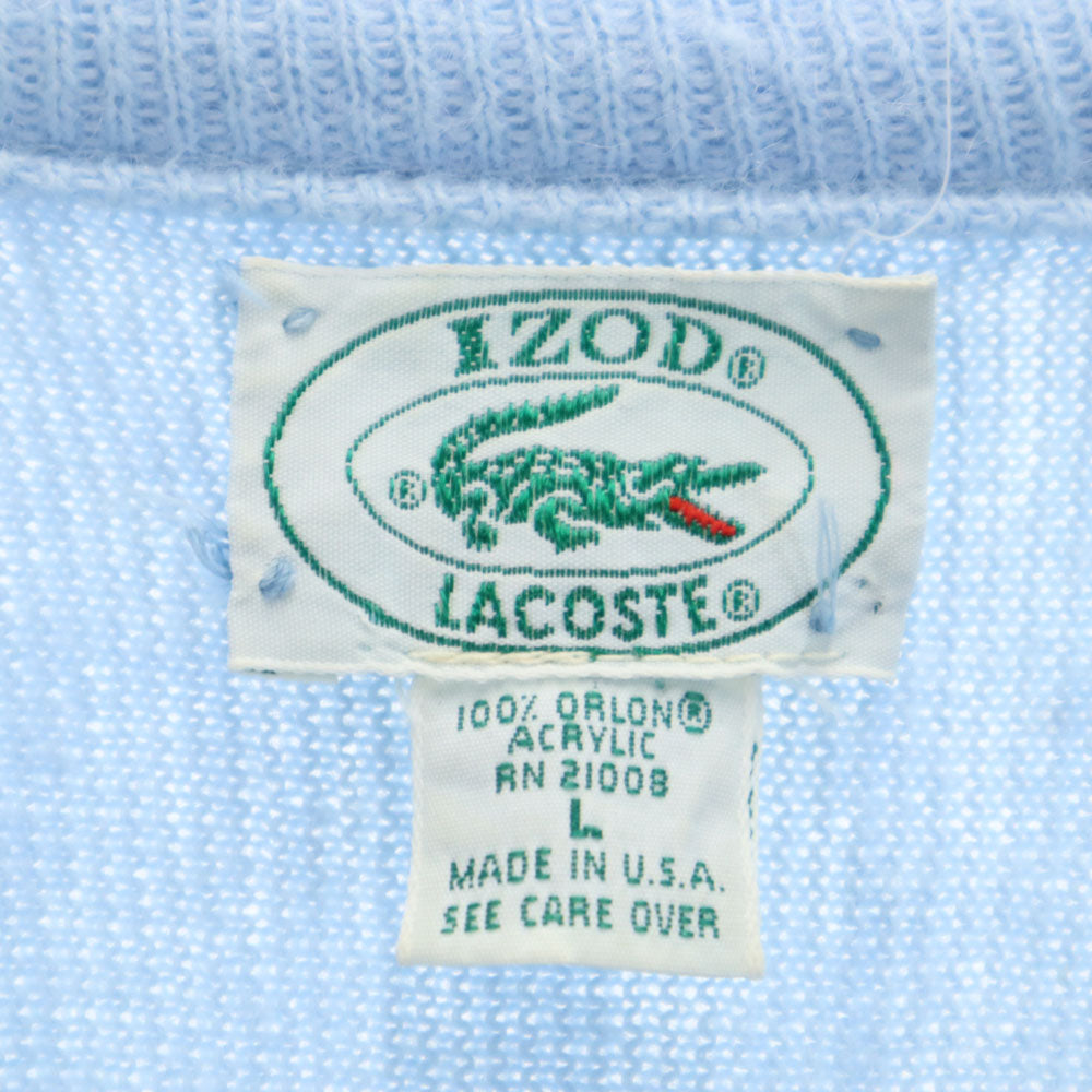 IZOD LACOSTE アイゾットラコステ 90s USA製 オールド 長袖 Vネック アクリル セーター L 水色 ニット メンズ