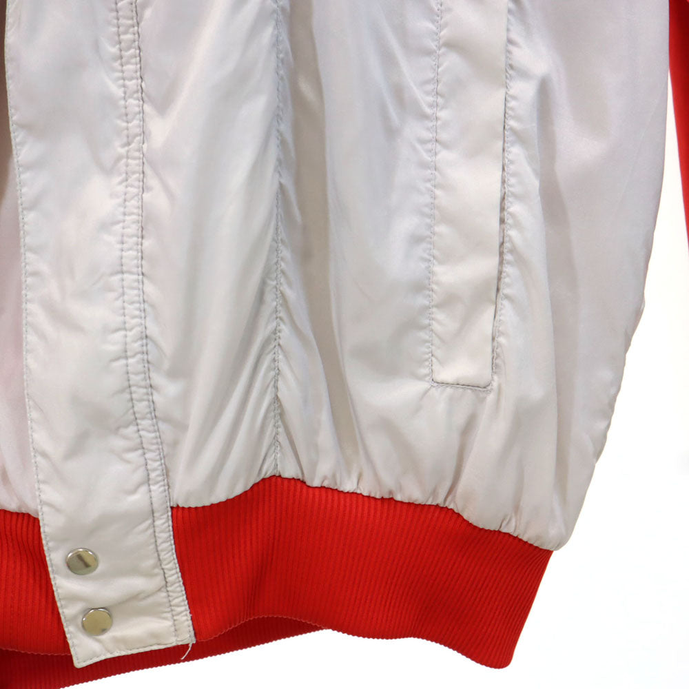 adidas アディダス 80s ヴィンテージ 万国旗タグ トレフォイルロゴプリント ナイロンジャケット S グレー×レッド 裏メッシュ メンズ