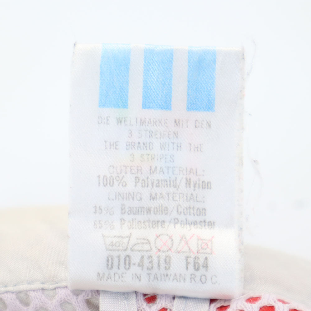 adidas アディダス 80s ヴィンテージ 万国旗タグ トレフォイルロゴプリント ナイロンジャケット S グレー×レッド 裏メッシュ メンズ