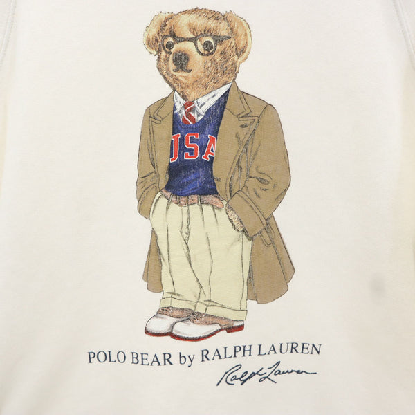 ポロラルフローレン 長袖 スウェット トレーナー XS ホワイト×グレー POLO RALPH LAUREN 裏起毛 メンズ