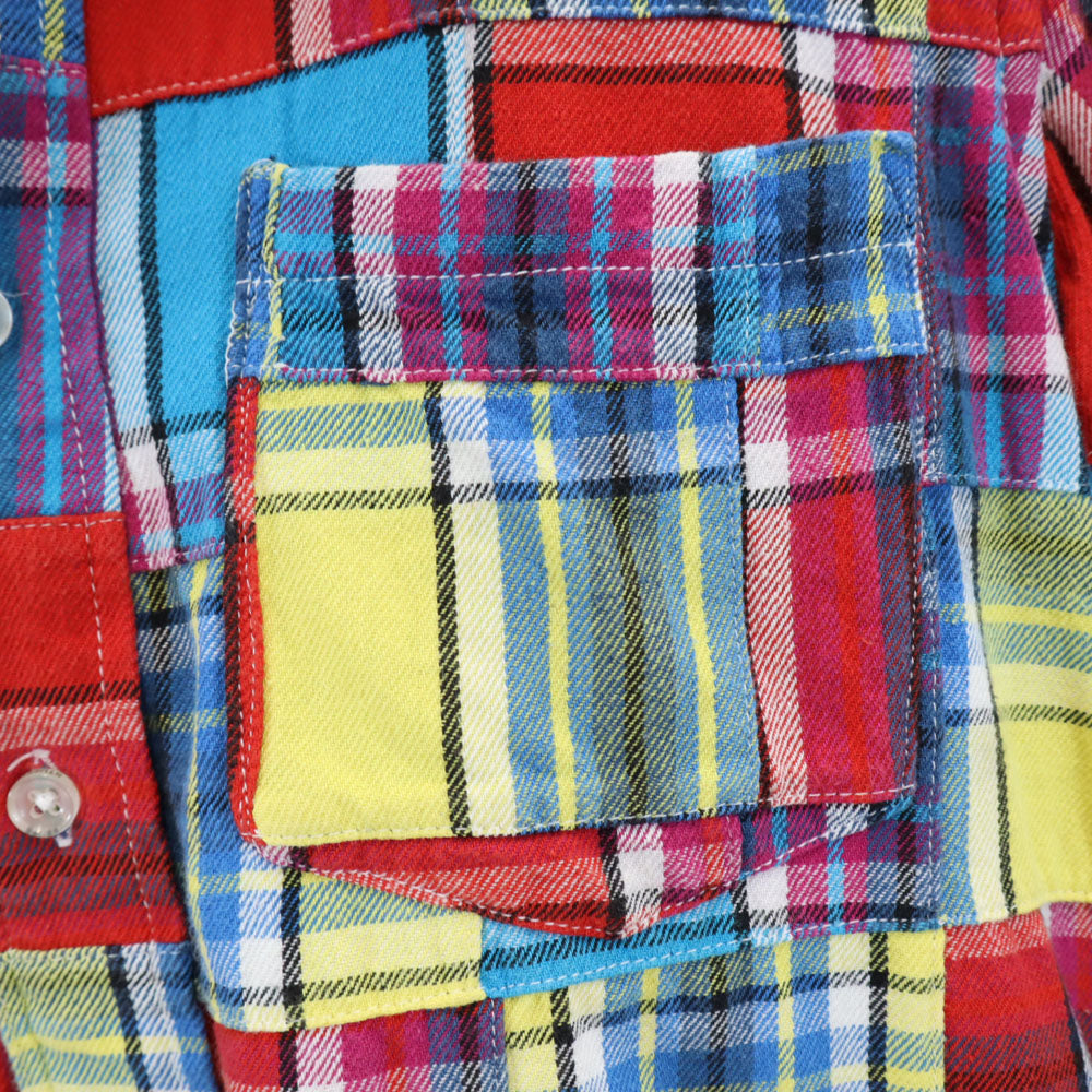 STUSSY ステューシー チェック柄 長袖 パッチワーク シャツ S レッド 他 メンズ