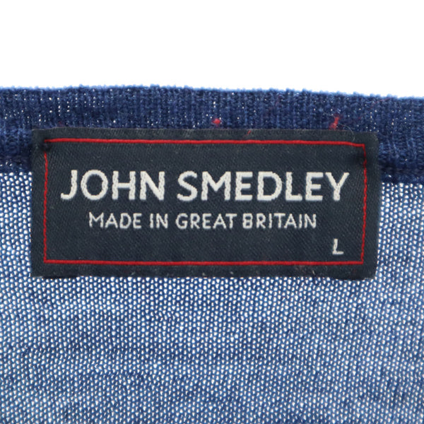 ジョンスメドレー イギリス製 長袖 Vネック セーター L ネイビー JOHN SMEDLEY ニット メンズ