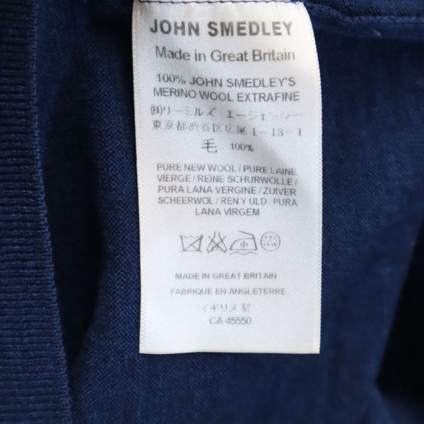 ジョンスメドレー イギリス製 長袖 Vネック セーター L ネイビー JOHN SMEDLEY ニット メンズ