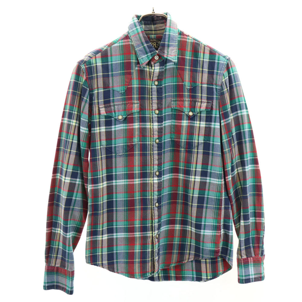 RRL ダブルアールエル チェック柄 長袖 ウエスタンシャツ 2 グリーン 他 RALPH LAUREN ラルフローレン レディース