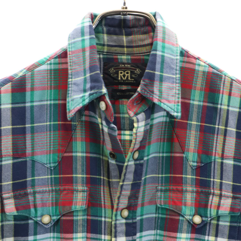 RRL ダブルアールエル チェック柄 長袖 ウエスタンシャツ 2 グリーン 他 RALPH LAUREN ラルフローレン レディース