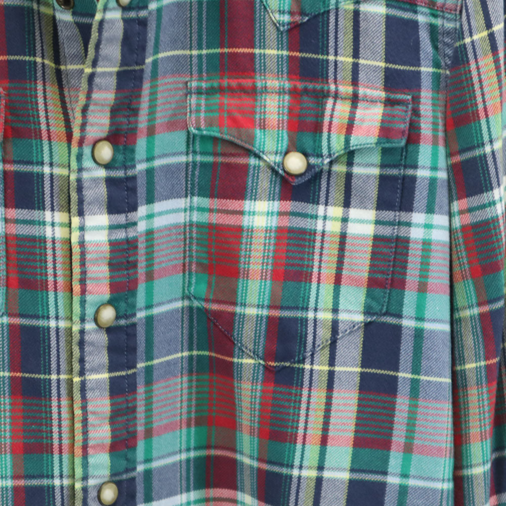 RRL ダブルアールエル チェック柄 長袖 ウエスタンシャツ 2 グリーン 他 RALPH LAUREN ラルフローレン レディース
