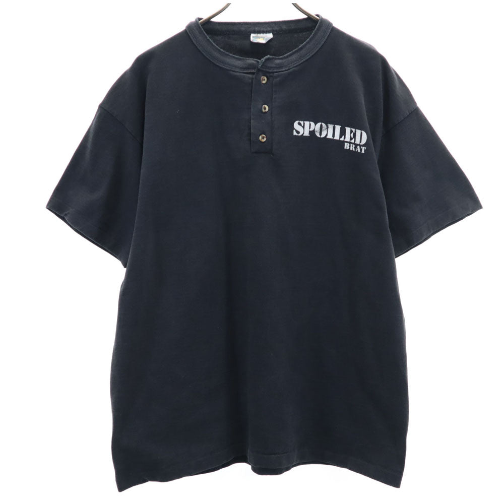 オールド 90s SPOILED BRAT 半袖 ヘンリーネック Tシャツ ブラック OLD シングルステッチ メンズ