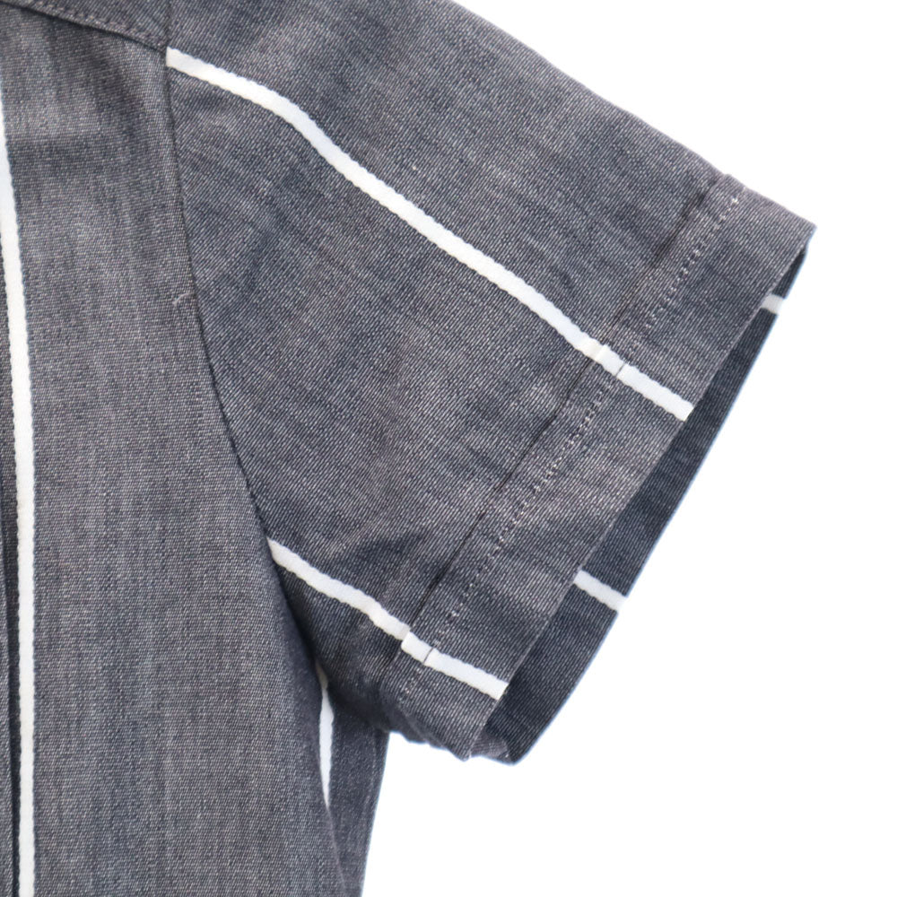 ファミリア ストライプ柄 半袖 シャツワンピース 120 チャコールグレー Familiar キッズ