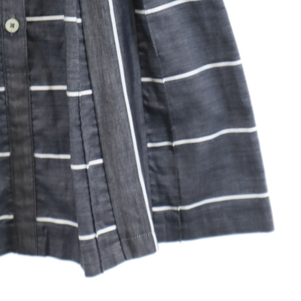 ファミリア ストライプ柄 半袖 シャツワンピース 120 チャコールグレー Familiar キッズ