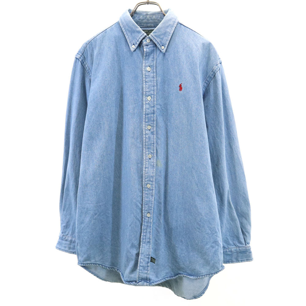 ポロカントリーラルフローレン 80s 90s オールド ラルフローレン 長袖 ボタンダウン デニムシャツ L POLO COUNTRY RALPH LAUREN メンズ
