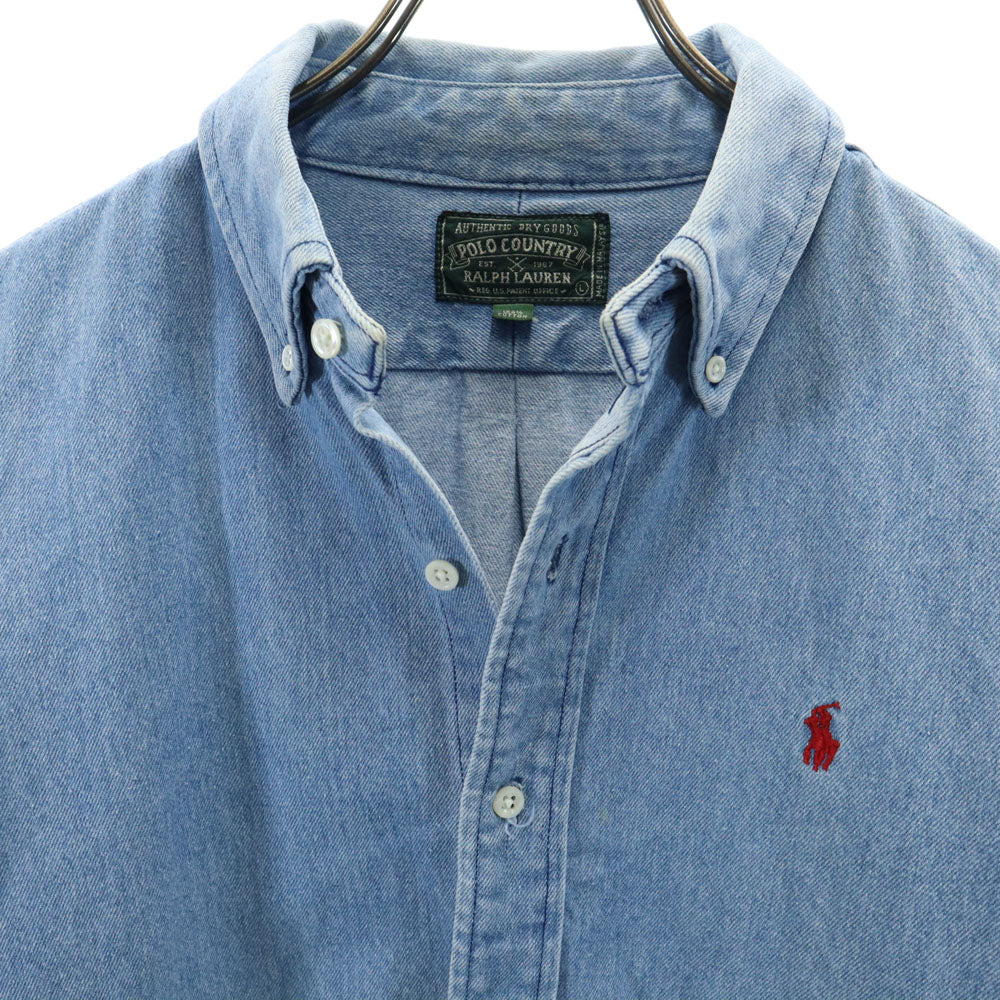 ポロカントリーラルフローレン 80s 90s オールド ラルフローレン 長袖 ボタンダウン デニムシャツ L POLO COUNTRY RALPH LAUREN メンズ