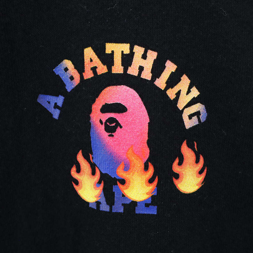 A BATHING APE アベイシングエイプ バックプリント 長袖 スウェット トレーナー 2XL ブラック 裏起毛 メンズ