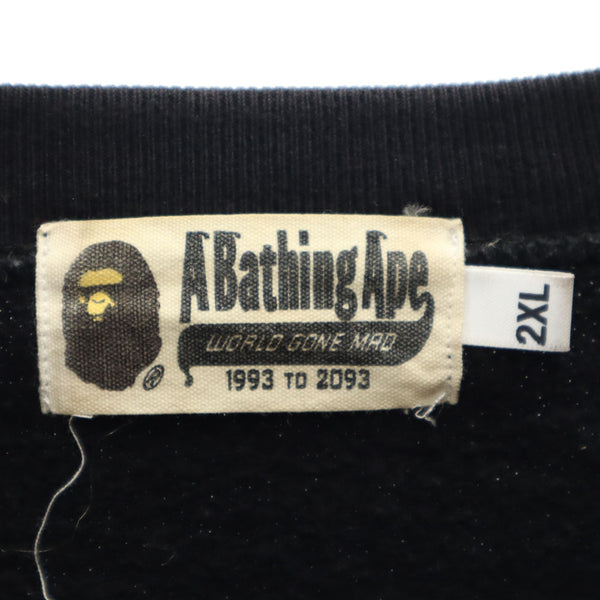 アベイシングエイプ バックプリント 長袖 スウェット トレーナー 2XL ブラック A BATHING APE 裏起毛 メンズ