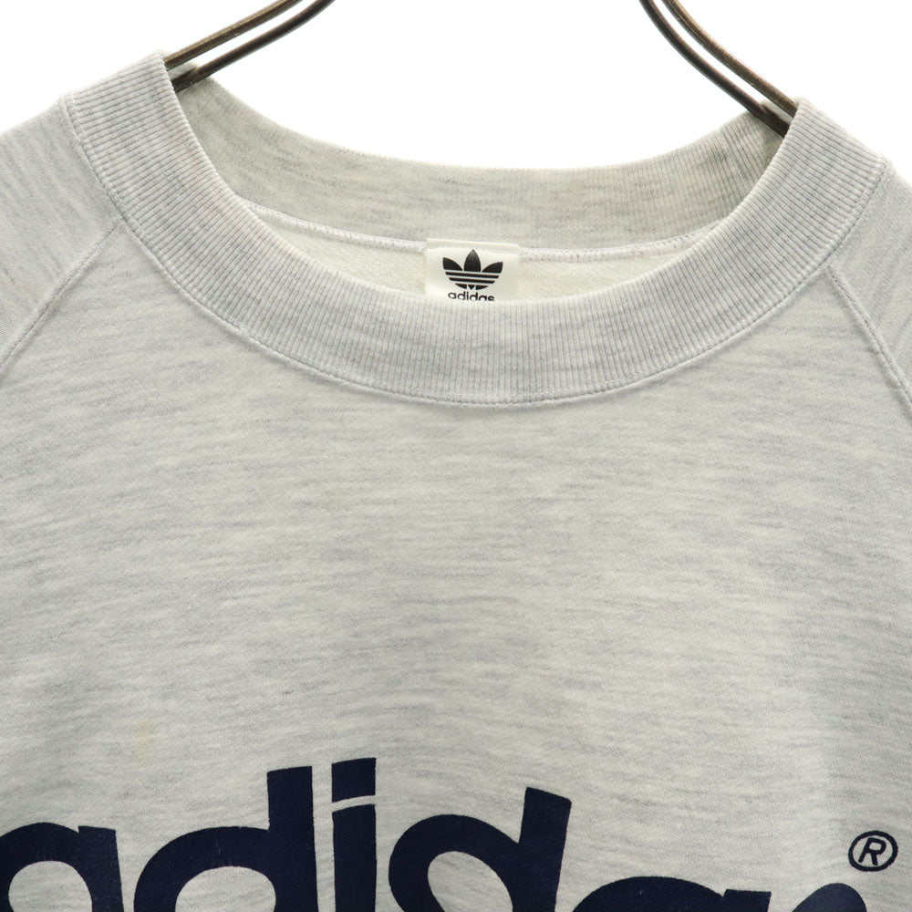 adidas アディダス 80s 日本製 デサント製 ヴィンテージ 長袖 スウェット トレーナー L ライトグレー メンズ