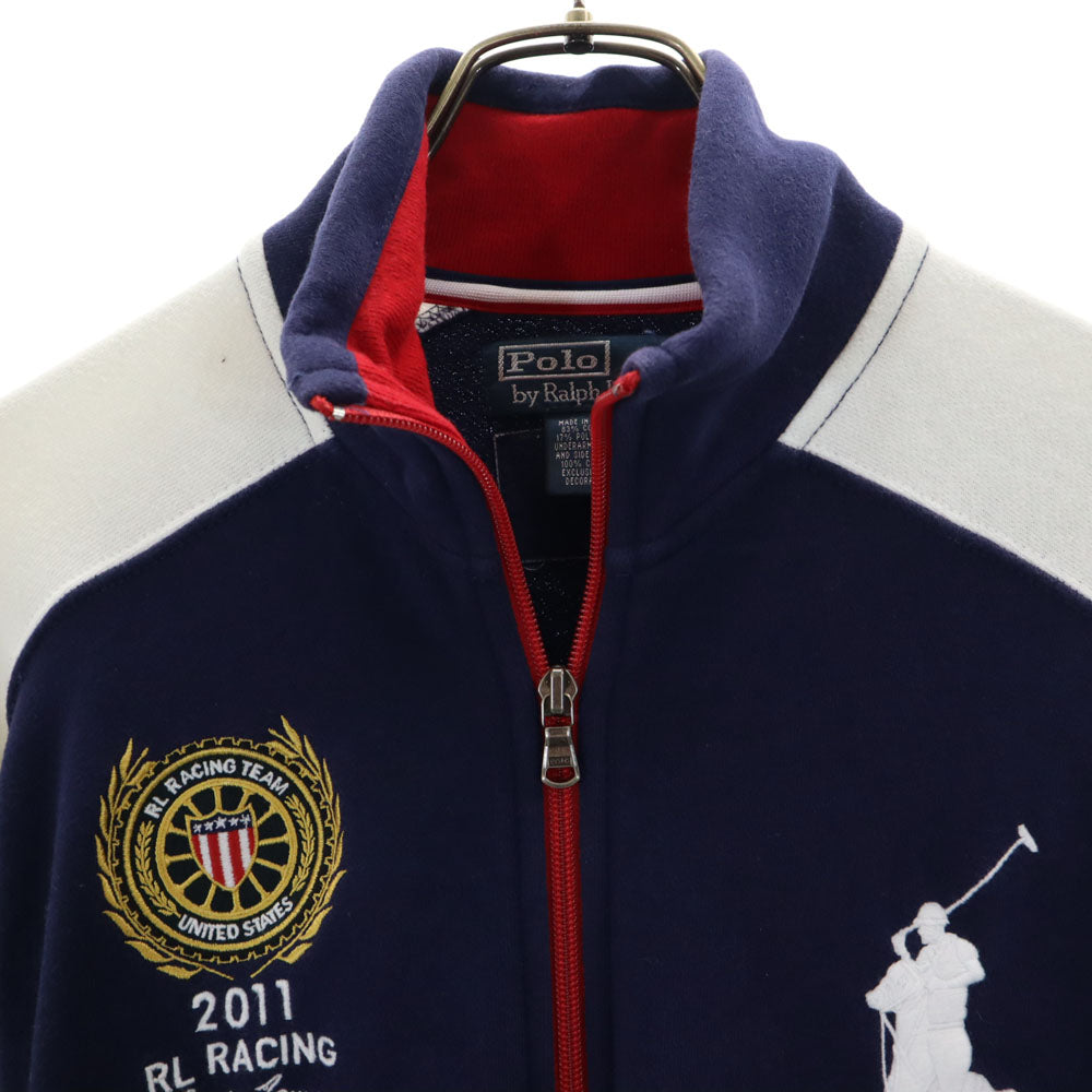 ポロバイラルフローレン ビックポニー スウェット ジップジャケット M ネイビー系 Polo by Ralph Lauren 裏起毛 レーシングチーム メンズ