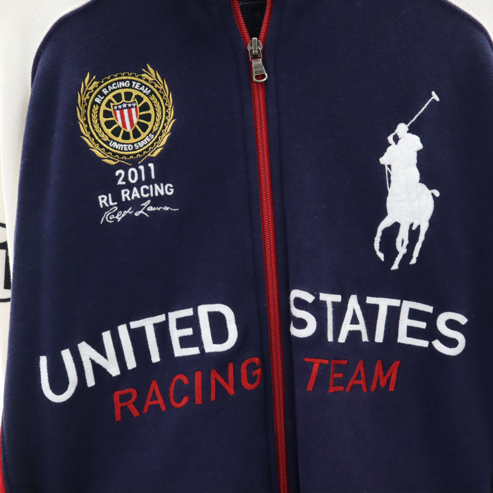 ポロバイラルフローレン ビックポニー スウェット ジップジャケット M ネイビー系 Polo by Ralph Lauren 裏起毛 レーシングチーム メンズ