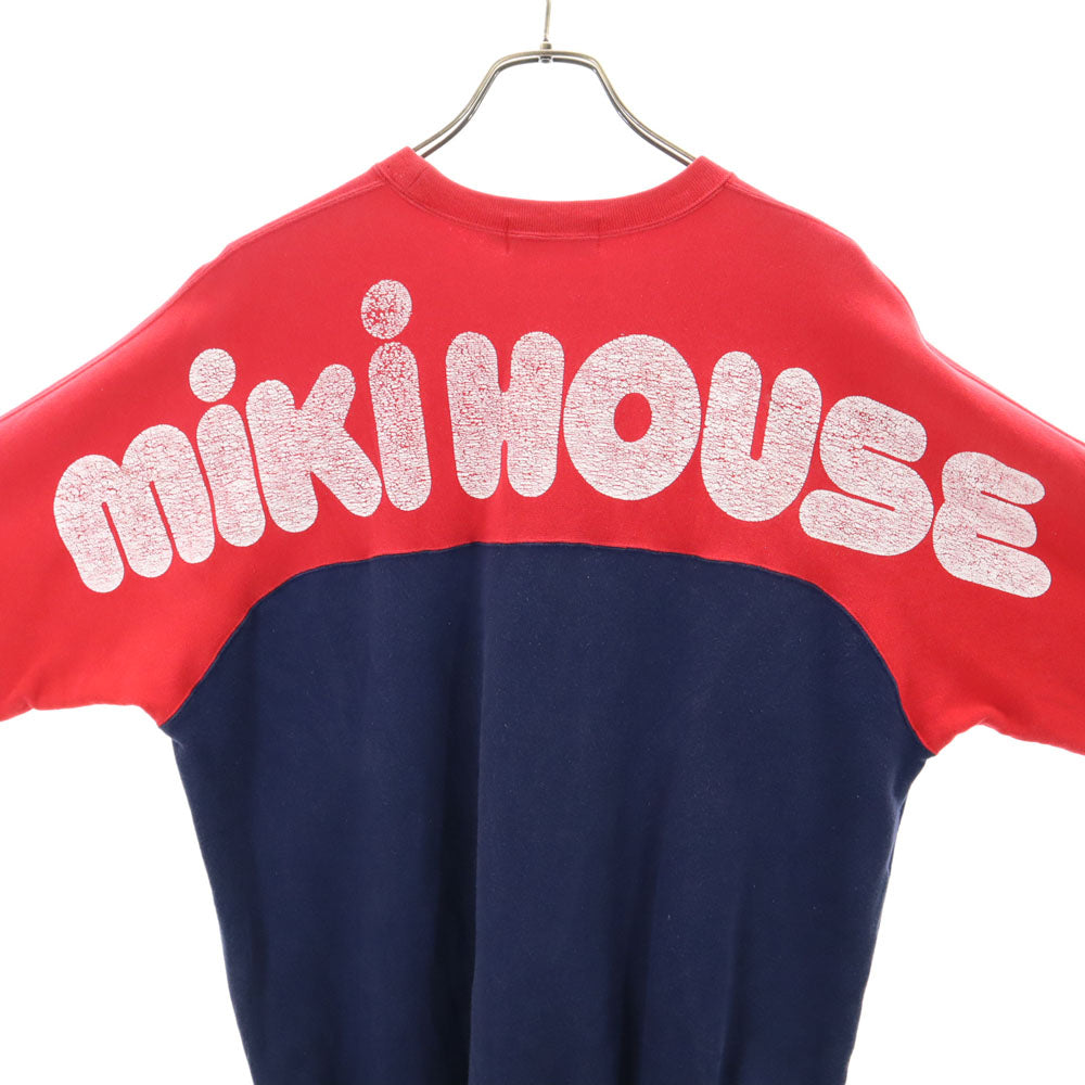 ミキハウス 日本製 バックプリント 長袖 スウェット トレーナー L 赤 mikihouse メンズ