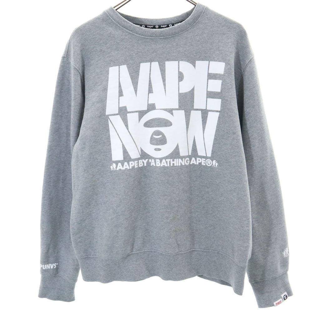 エイプ 長袖 スウェット トレーナー L グレー Aape A BATHING APE 裏起毛 メンズ