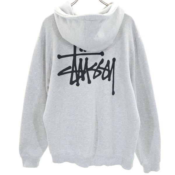 ステューシー バックロゴ 長袖 スウェットパーカー M グレー STUSSY 裏起毛 メンズ