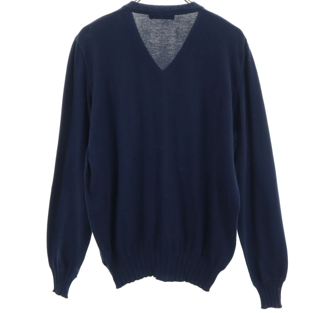 Loro Piana ロロピアーナ イタリア製 長袖 Vネック セーター 50 ネイビー ニット メンズ