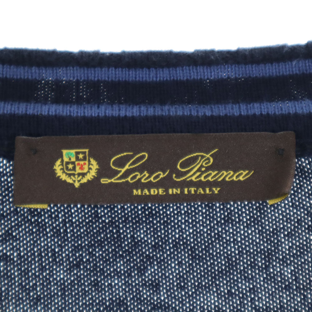 ロロピアーナ イタリア製 長袖 Vネック セーター 50 ネイビー Loro Piana ニット メンズ