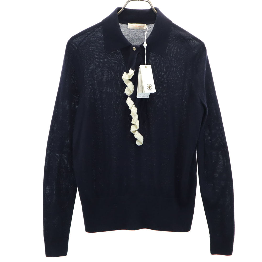 未使用 Tory Burch トリーバーチ 長袖 フリル セーター S ネイビー ニット レディース