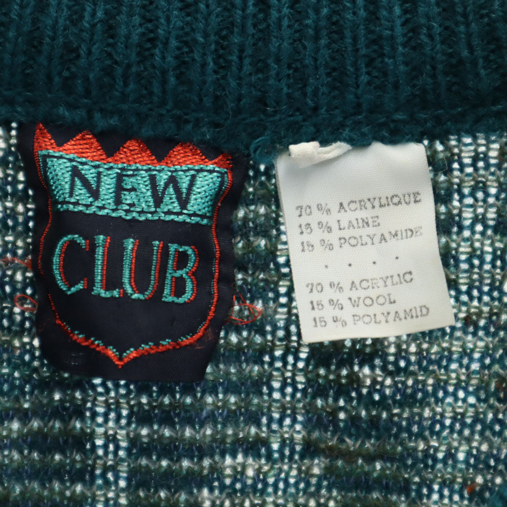 ニュークラブ 80s 90s オールド 長袖 Vネック セーター 4 グリーン系 ニット メンズ