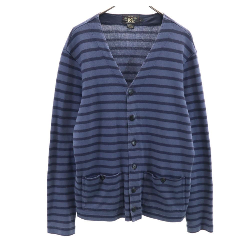 RRL ボーダー柄 長袖 コットンニット Vネック カーディガン M ブルー系 ダブルアールエル RALPH LAUREN レディース