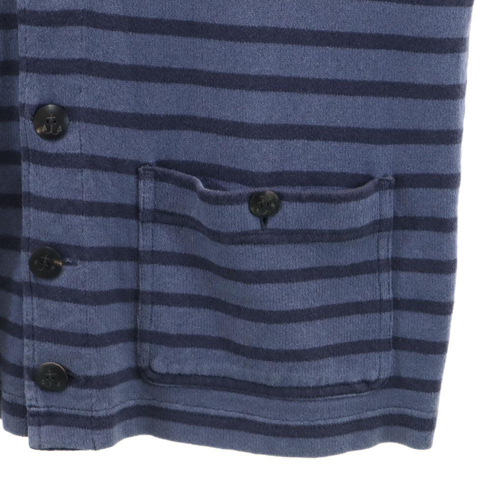 RRL ボーダー柄 長袖 コットンニット Vネック カーディガン M ブルー系 ダブルアールエル RALPH LAUREN レディース