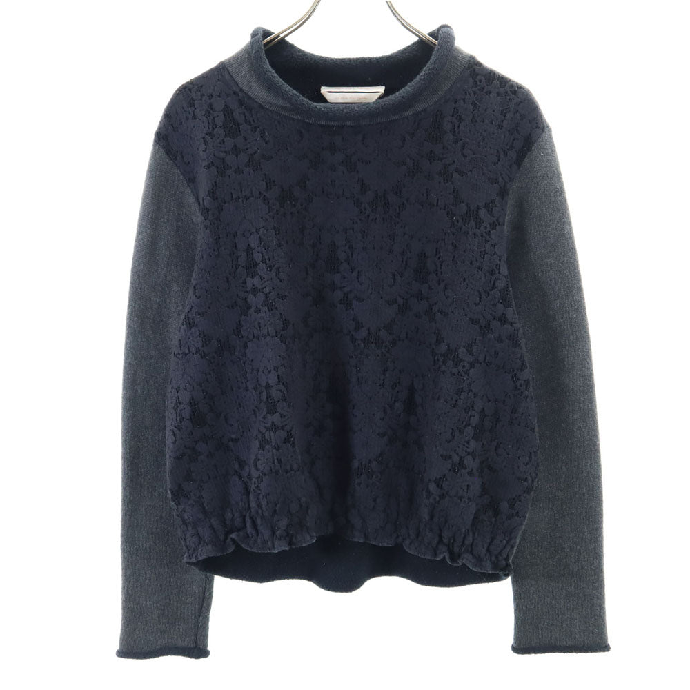 SEE BY CHLOE シーバイクロエ 長袖 コットンニット セーター XS グレー×ネイビー レディース