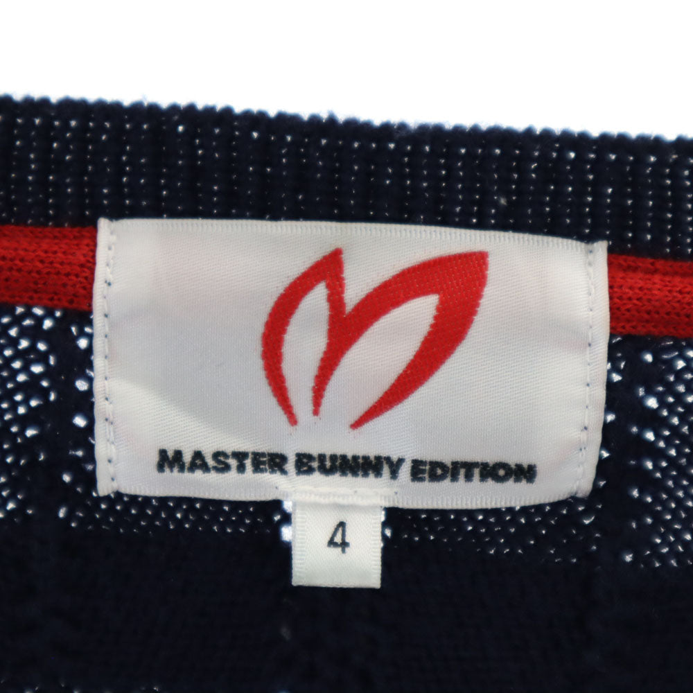 MASTER BUNNY EDITION マスターバニーエディション 日本製 ボーダー柄 ゴルフ 長袖 ウール セーター 4 赤×ネイビー ニット メンズ