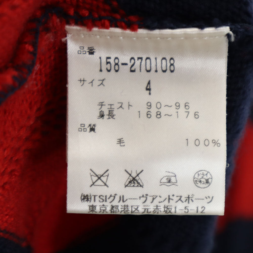 MASTER BUNNY EDITION マスターバニーエディション 日本製 ボーダー柄 ゴルフ 長袖 ウール セーター 4 赤×ネイビー ニット メンズ