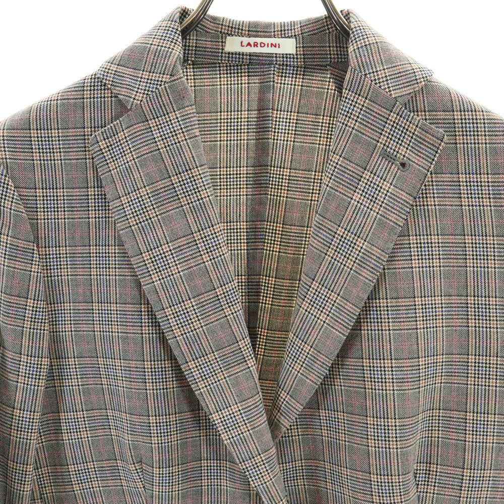 ラルディーニ イタリア製 グレンチェック テーラードジャケット 42 グレー LARDINI ブレザー レディース
