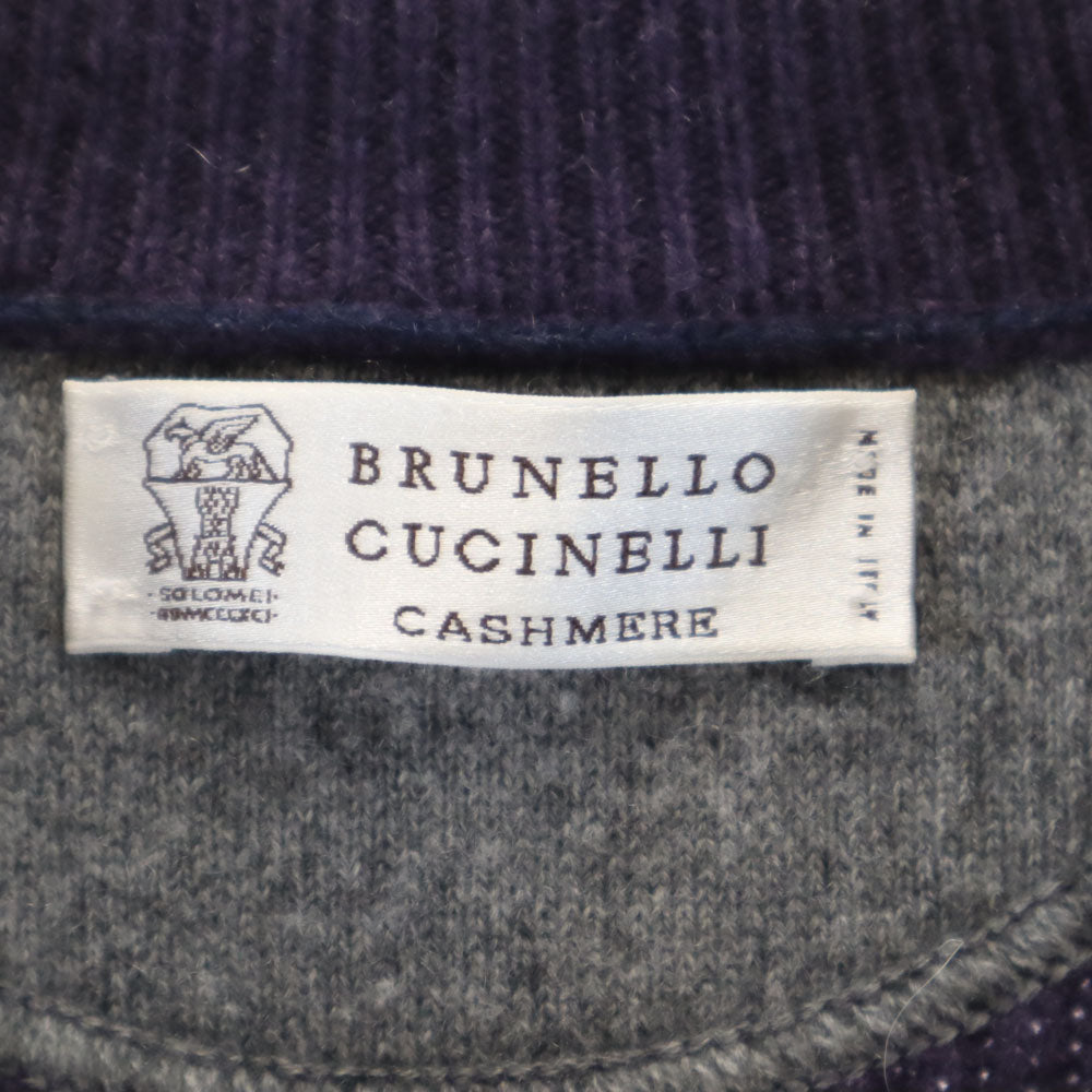 ブルネロクチネリ イタリア製 カシミヤ100％ 長袖 ニット ジャケット 50 パープル系 Brunello Cucinelli メンズ