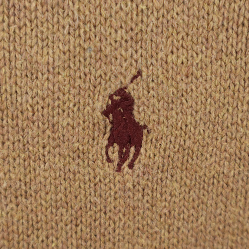 ポロラルフローレン 長袖 ハーフジップ セーター S ベージュブラウン POLO RALPH LAUREN ニット メンズ