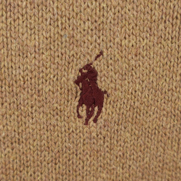 ポロラルフローレン 長袖 ハーフジップ セーター S ベージュブラウン POLO RALPH LAUREN ニット メンズ