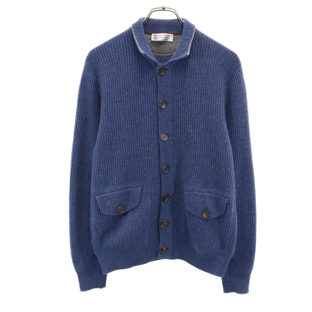 ブルネロクチネリ イタリア製 カシミヤ100％ ニット ジャケット 50 ネイビー Brunello Cucinelli メンズ