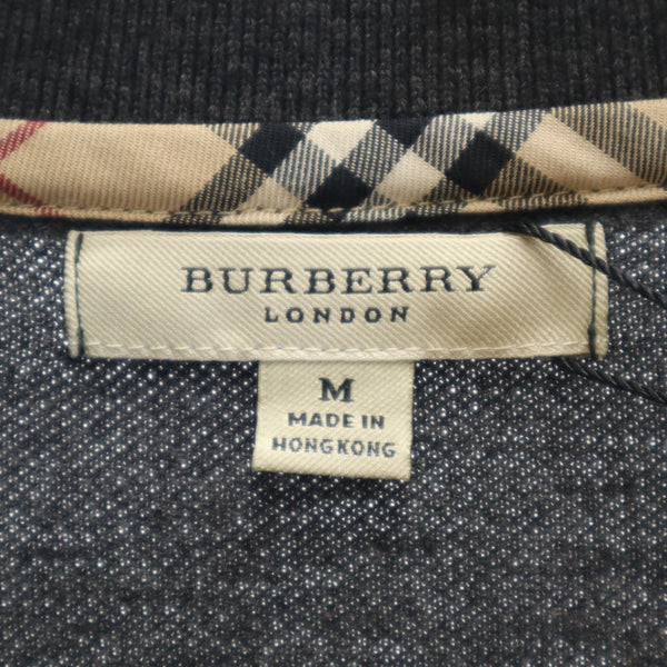 未使用 バーバリー 長袖 ポロシャツ M グレー BURBERRY タグ付き 鹿の子地 メンズ