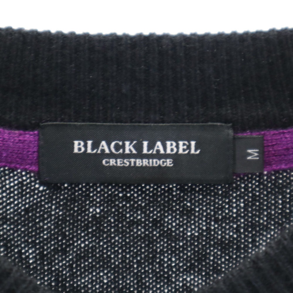 ブラックレーベルクレストブリッジ カシミヤ100％ 長袖 Vネック セーター M ブラック BLACK LABEL CRESTBRIDGE ニット メンズ